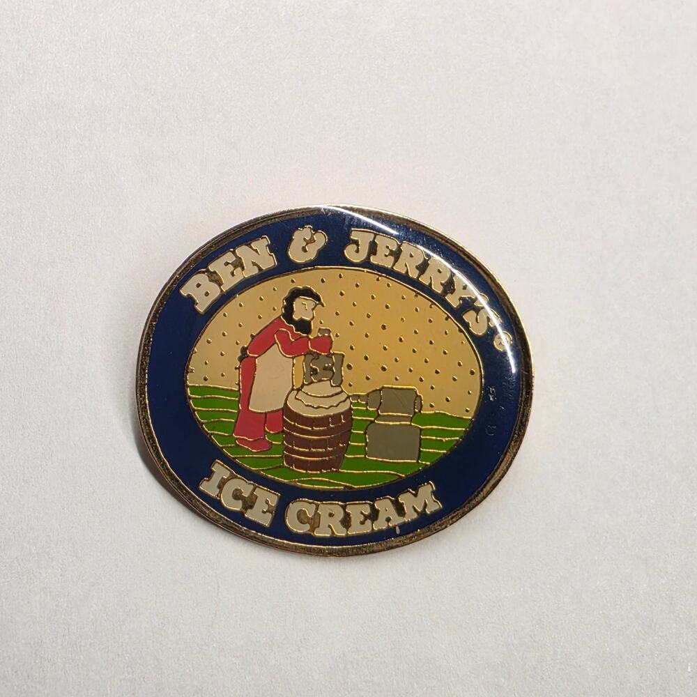 Ben & Jerry’s Ice Cream Enamel Logo Pin Vintage Style 1.25"